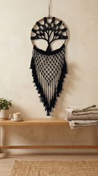 Handmade Boho Black Tree of Life Dreamcatchers - Elegant Bedroom & Living Room Decor'