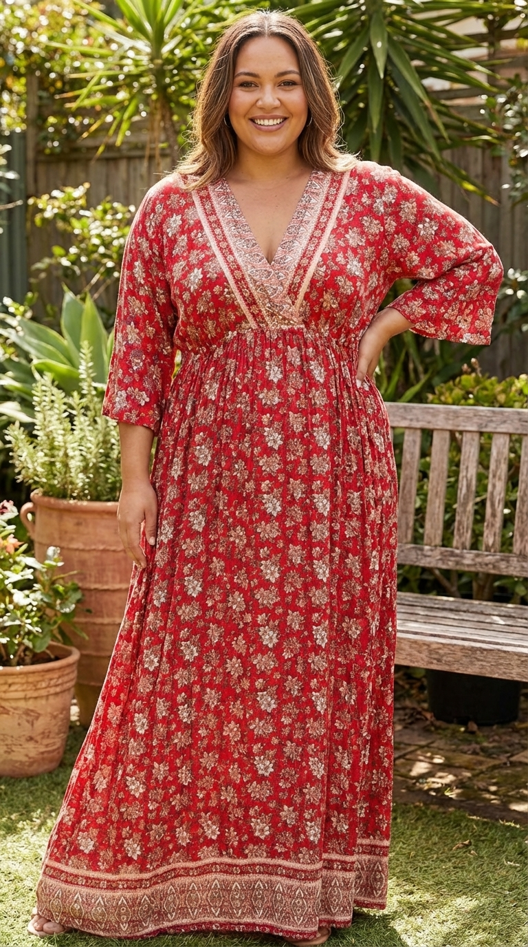 Boho Style Floral Maxi Dress - Flowy Lightweight Design