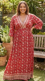 Boho Style Floral Maxi Dress - Flowy Lightweight Design