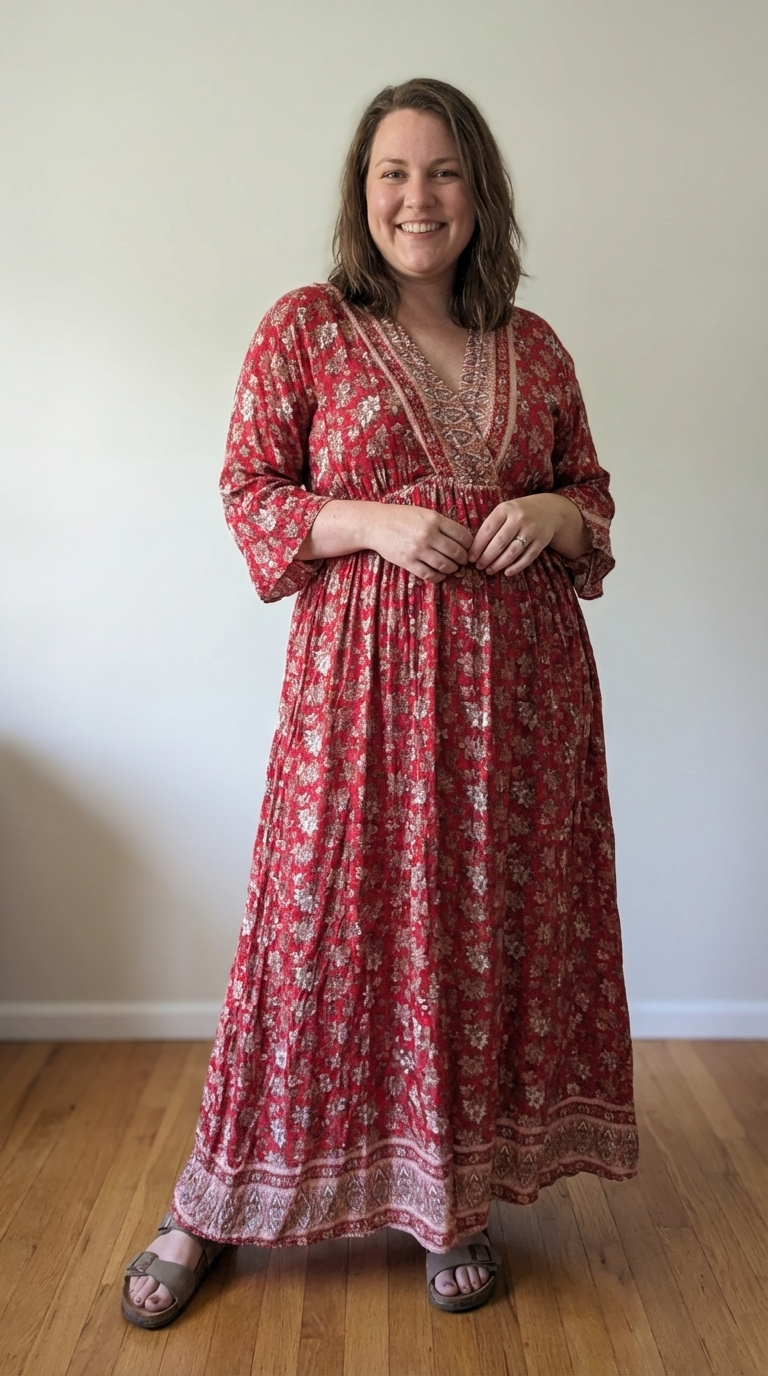 Boho Style Floral Maxi Dress - Flowy Lightweight Design