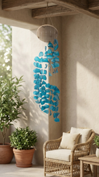 Handmade Spiral Sea Glass Windchime - Recycled Coastal Hanging Decor