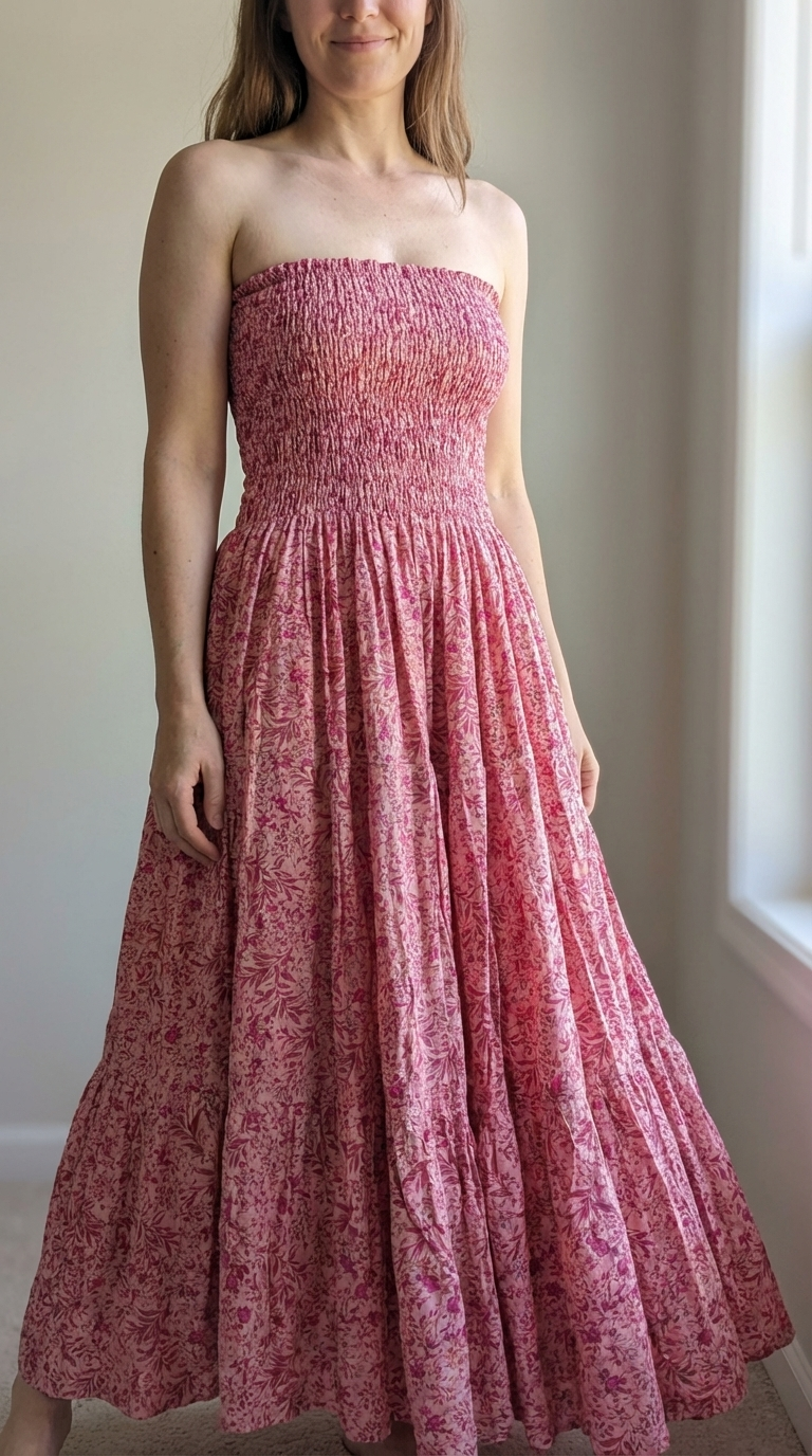 Casual Floral Long Boob-tube dress - Lightweight & Easy wear