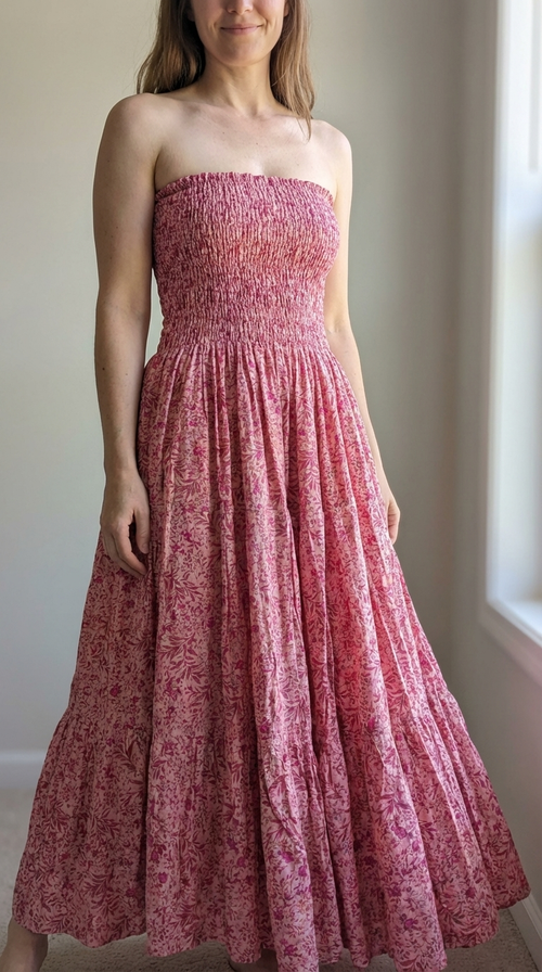 Casual Floral Long Boob-tube dress - Lightweight & Easy wear