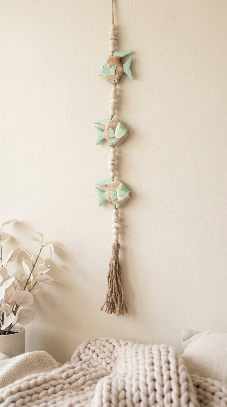 Handcrafted Fish Decor Wall Art - Boho Wall Hanging