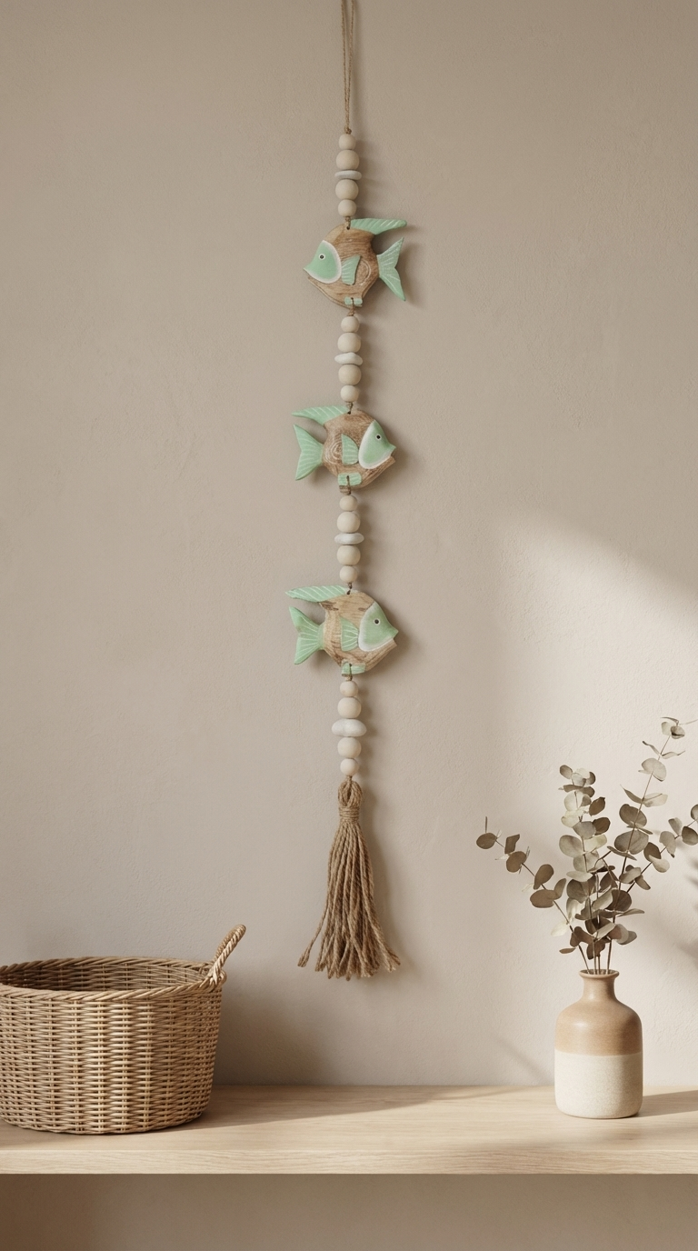 Handcrafted Fish Decor Wall Art - Boho Wall Hanging