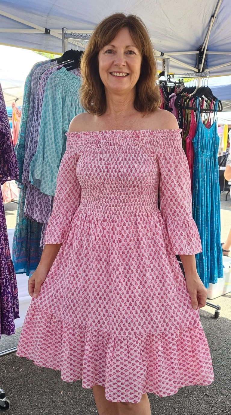 Flowy Off the Shoulder Dress - Flowy Lightweight Dress