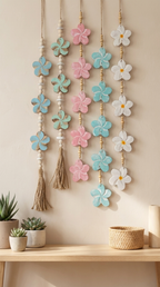 Handcrafted Hanging Flower Wall Art - Boho Hanging Decor