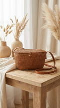 Handmade Rattan Shoulder Bag - Boho Lightweight Fashion Bag
