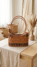 Handmade Rattan Bag with Inner Pouch & Natural Coconut Shell beads - Boh Woven Coastal Fashion Bag