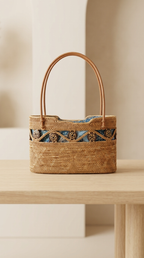 Handmade Rattan Bag with inner Pouch - Boho Lightweight Beach Bag