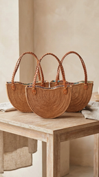 Half Moon Rattan Bag | Handmade Bali Boho Crossbody Handbag Australia