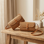 Handmade Rattan Clutch Bag - Boho Woven Coastal Fashion Bag