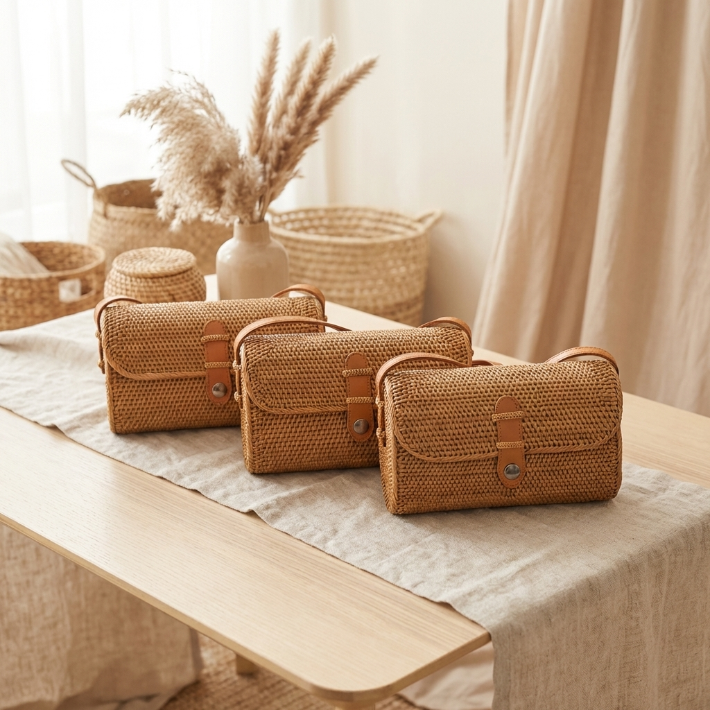 Handmade Rattan Clutch Bag - Boh Woven Coastal Fashion Bag