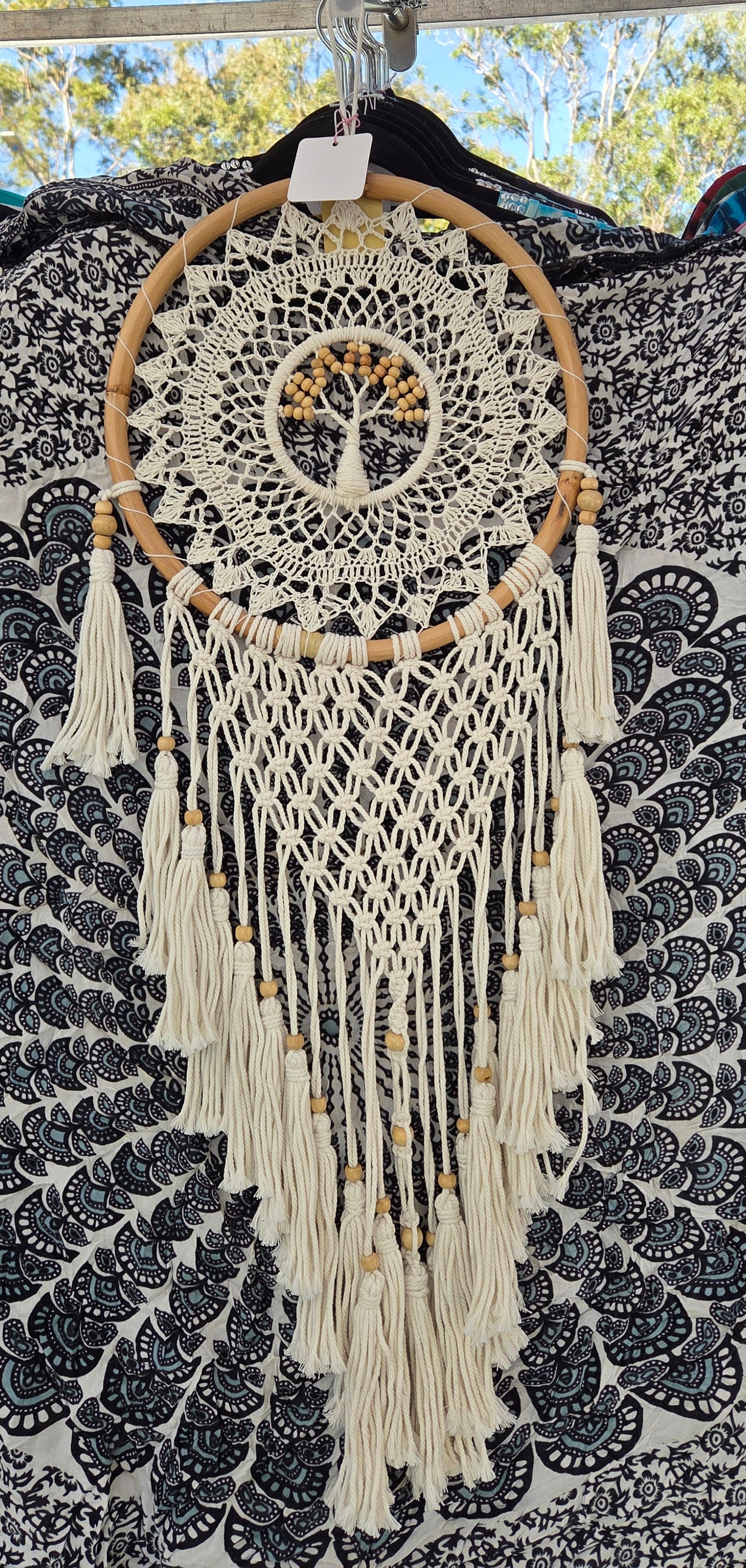 Handmade Feather Hanging Colored 33cm Tree of Life Dreamcatcher - Boho Home Decor'