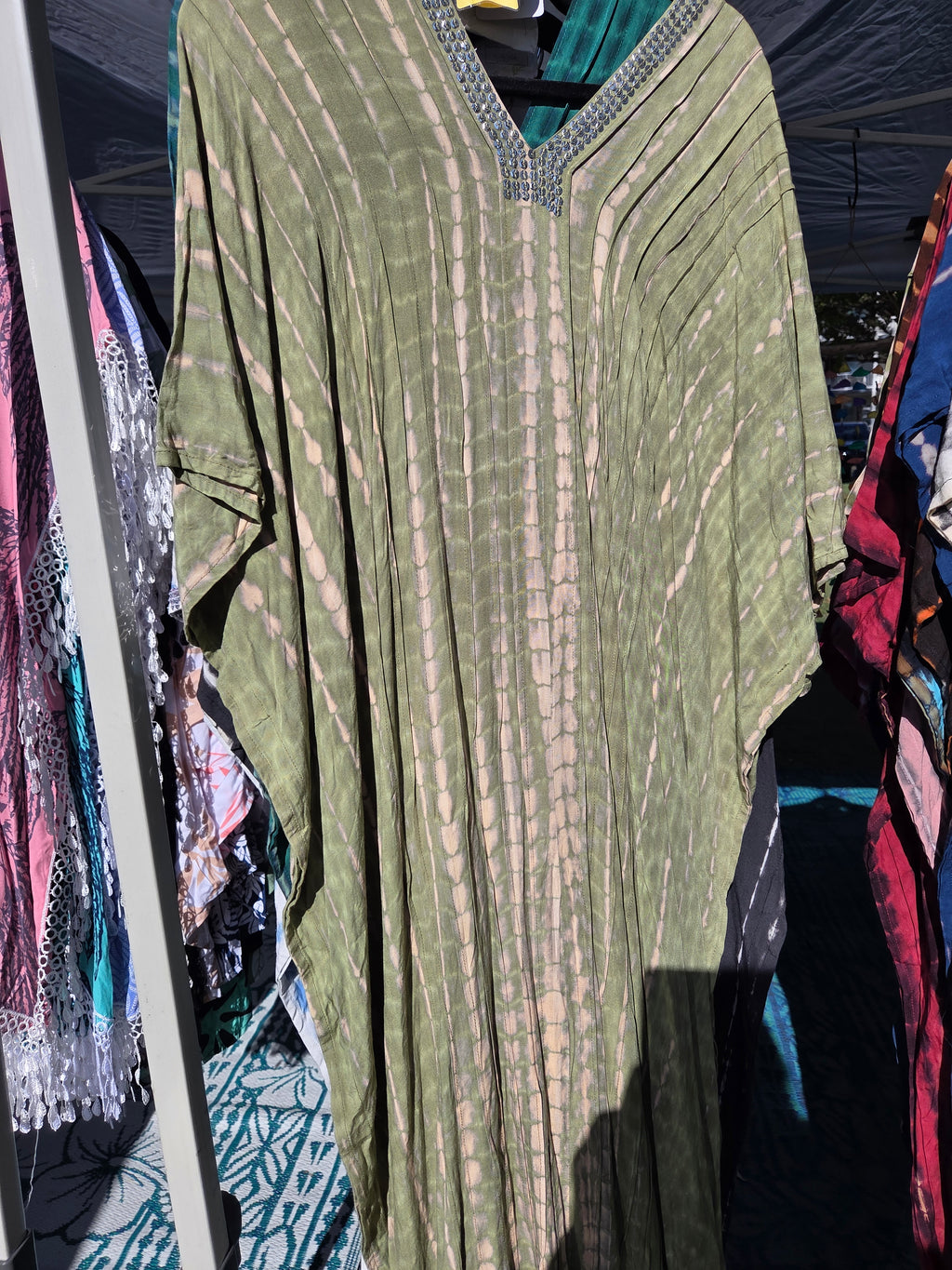 Relaxed Fit Bling Trimmed Long Kaftan - Comfortable Everyday Style