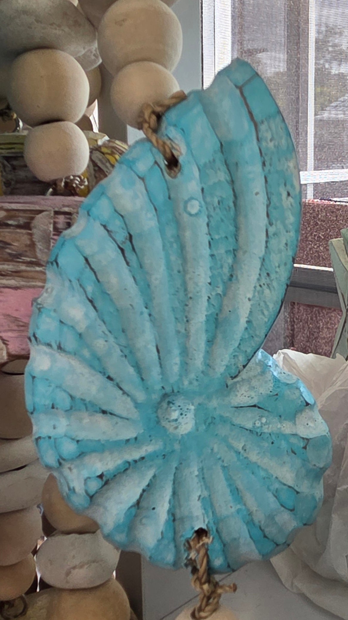 Handcrafted Boho Single Seashell Wall Hanging - Coastal Statement Piece
