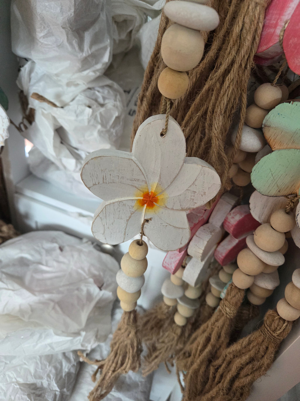 Handcrafted Boho Flower Wall Hanging - Coastal Statement Decor