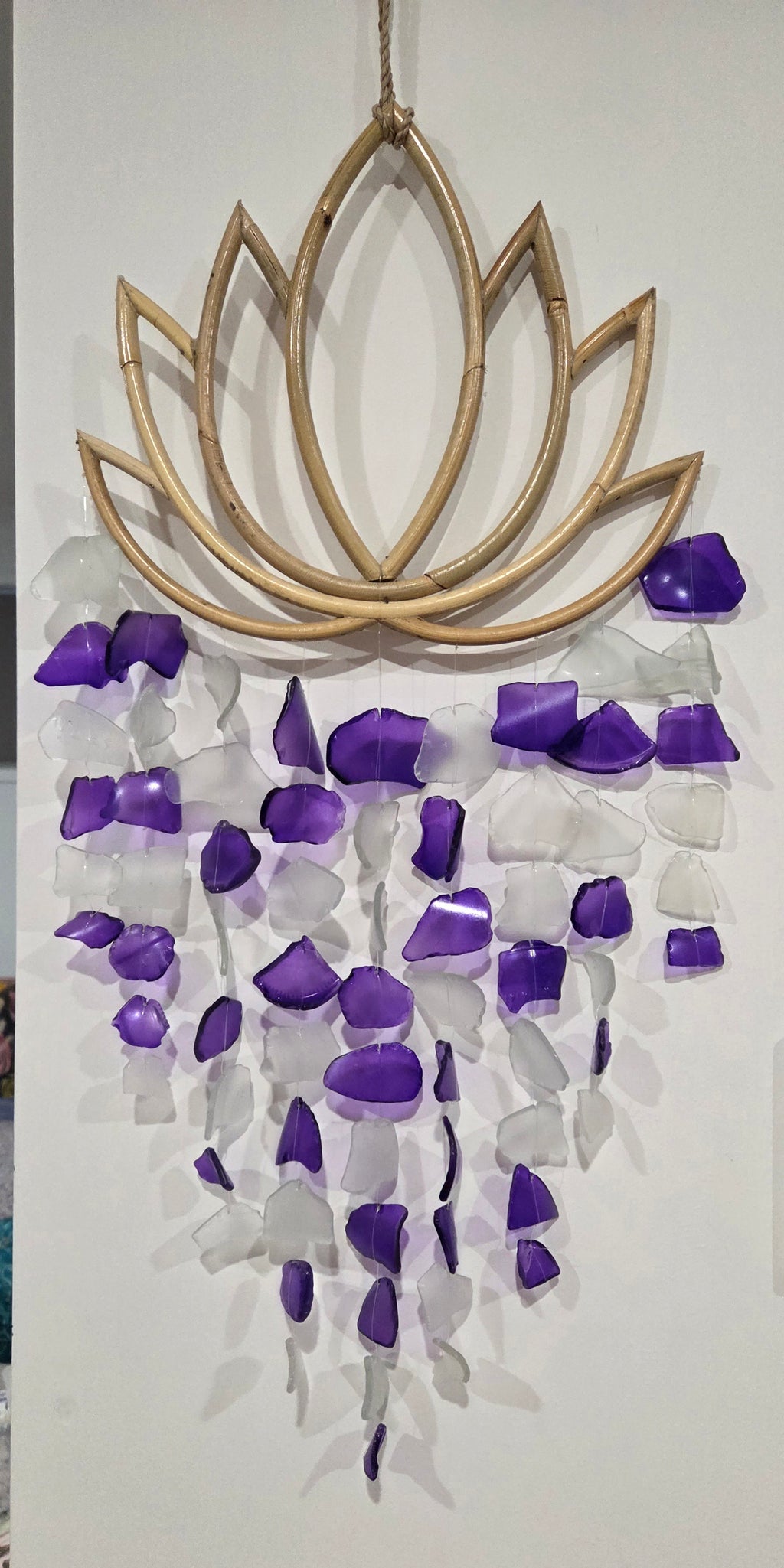 Recycled Sea Glass Windchime - Lotus Handmade Beach House Hanging
