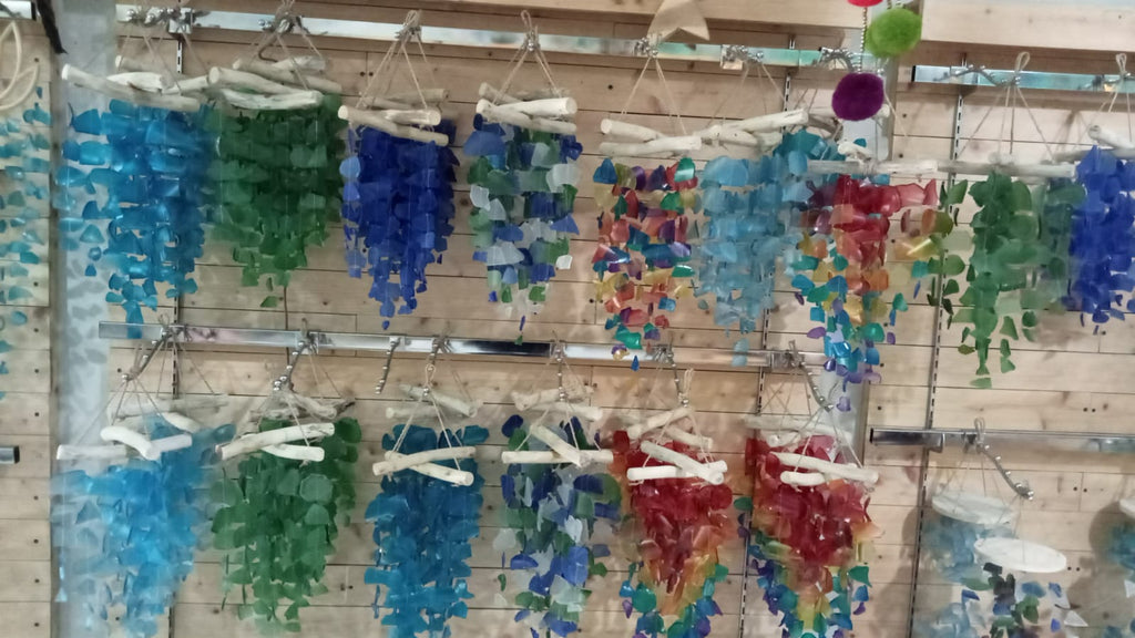 Recycled Sea Glass Windchime - Lotus Handmade Beach House Hanging