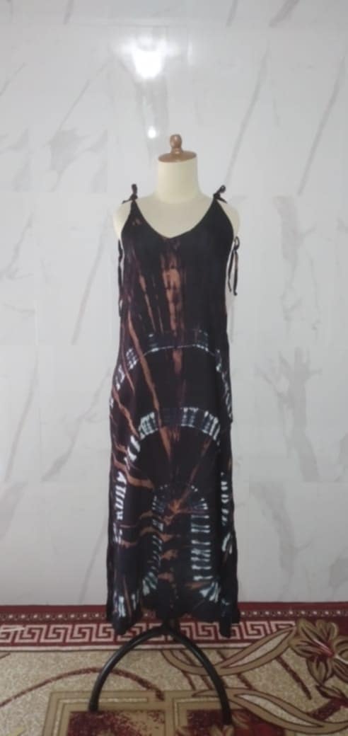Flowy Tie-Dye Maxi Tie-shoulder Dress - Lightweight Easy Wear
