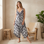 Effortless Boho Floral/Elephant Geni Jumpsuit - Flowy Everyday Style