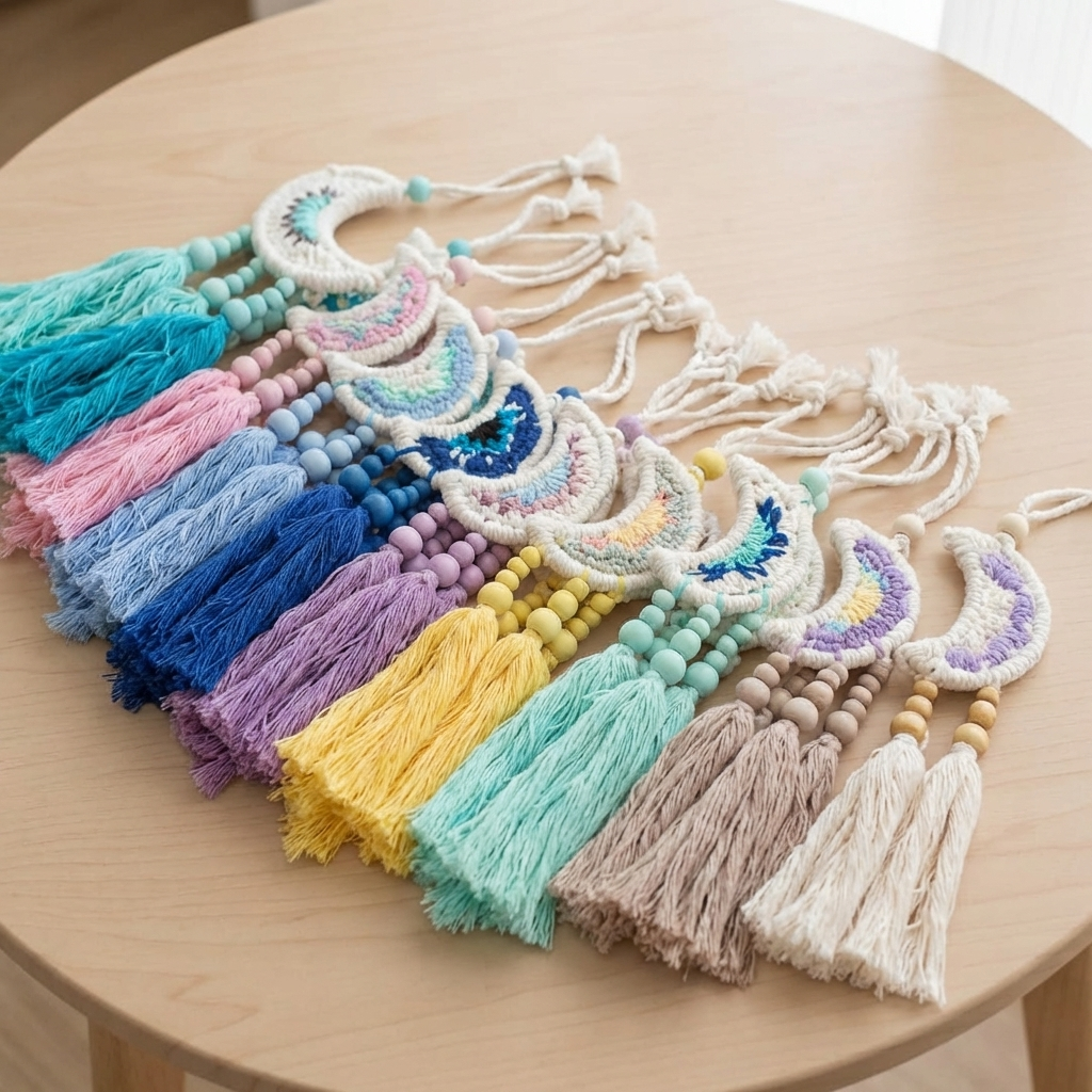 Handmade 5cm Small Feather Moon Dreamcatchers - Small Lightweight Hanging Decor