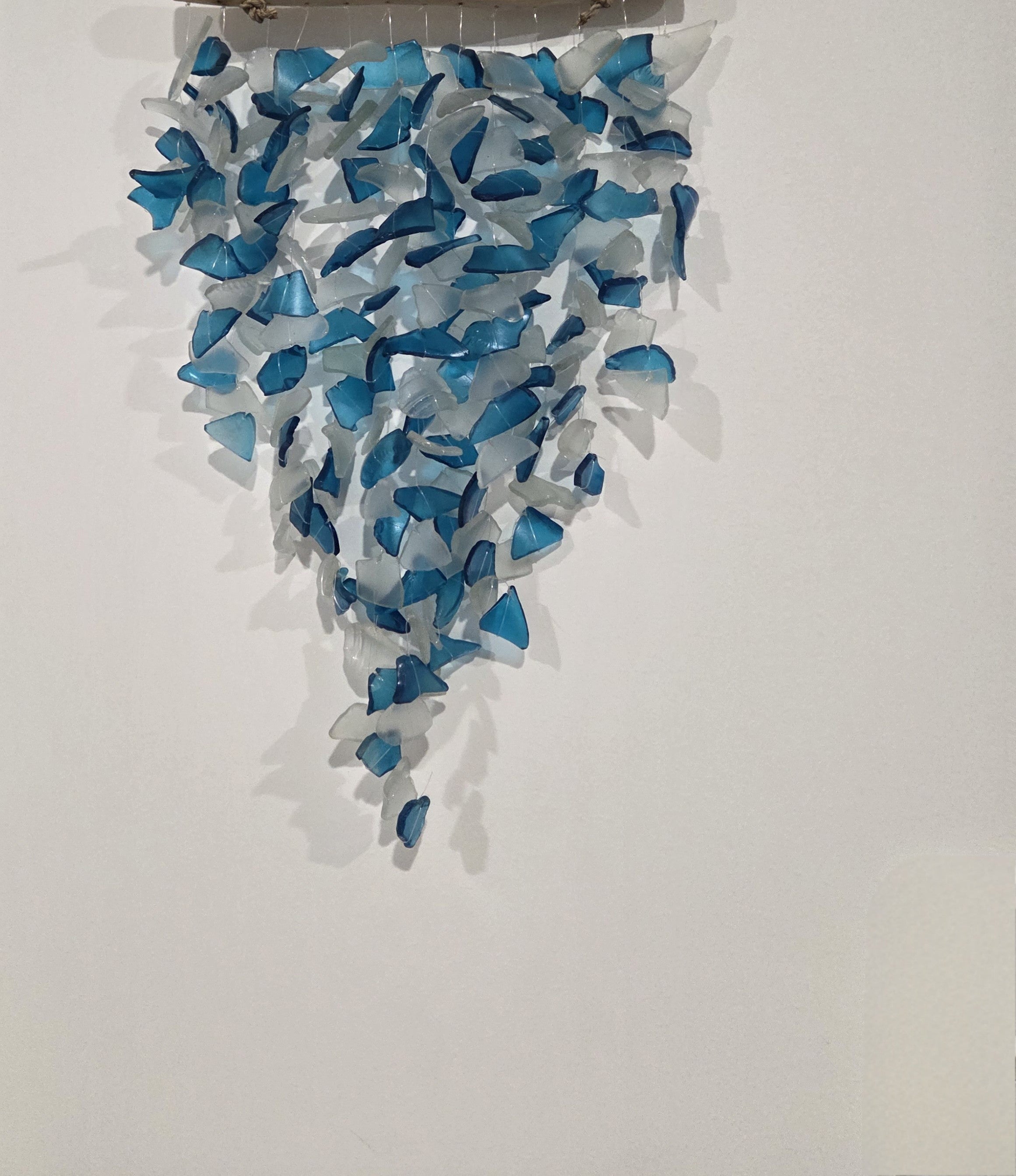 Handmade Spiral Sea Glass Windchime - Recycled Coastal Hanging Decor