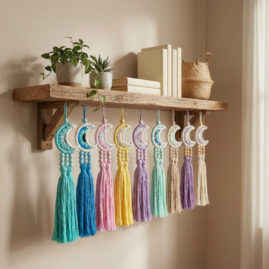 Handmade 5cm Small Feather Moon Dreamcatchers - Small Lightweight Hanging Decor