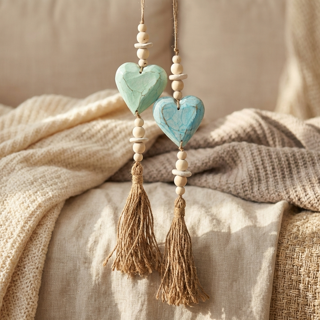 Handcrafted Lightweight Boho Single Heart Wall Hanging - Coastal Statement Decor