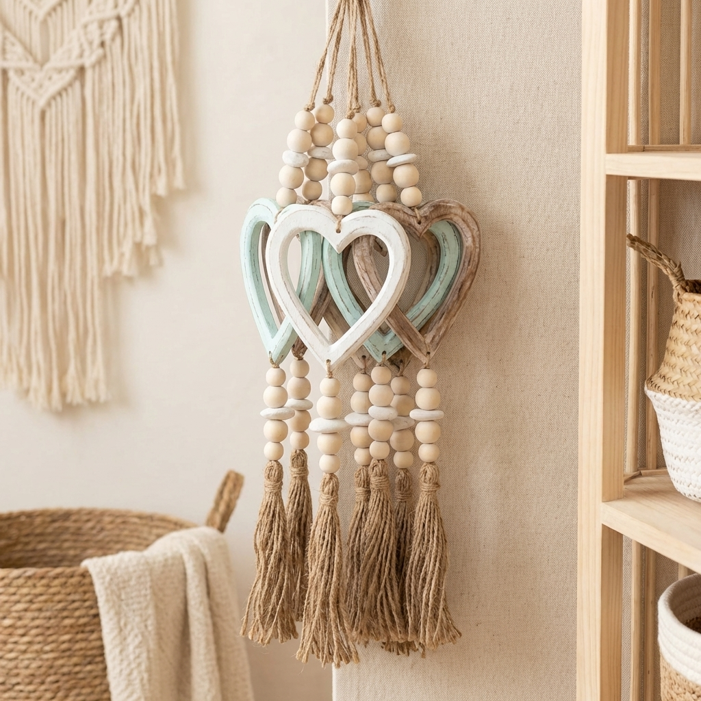 Handcrafted Open Heart Wall Hanging - Artesian Boho Statement Decor
