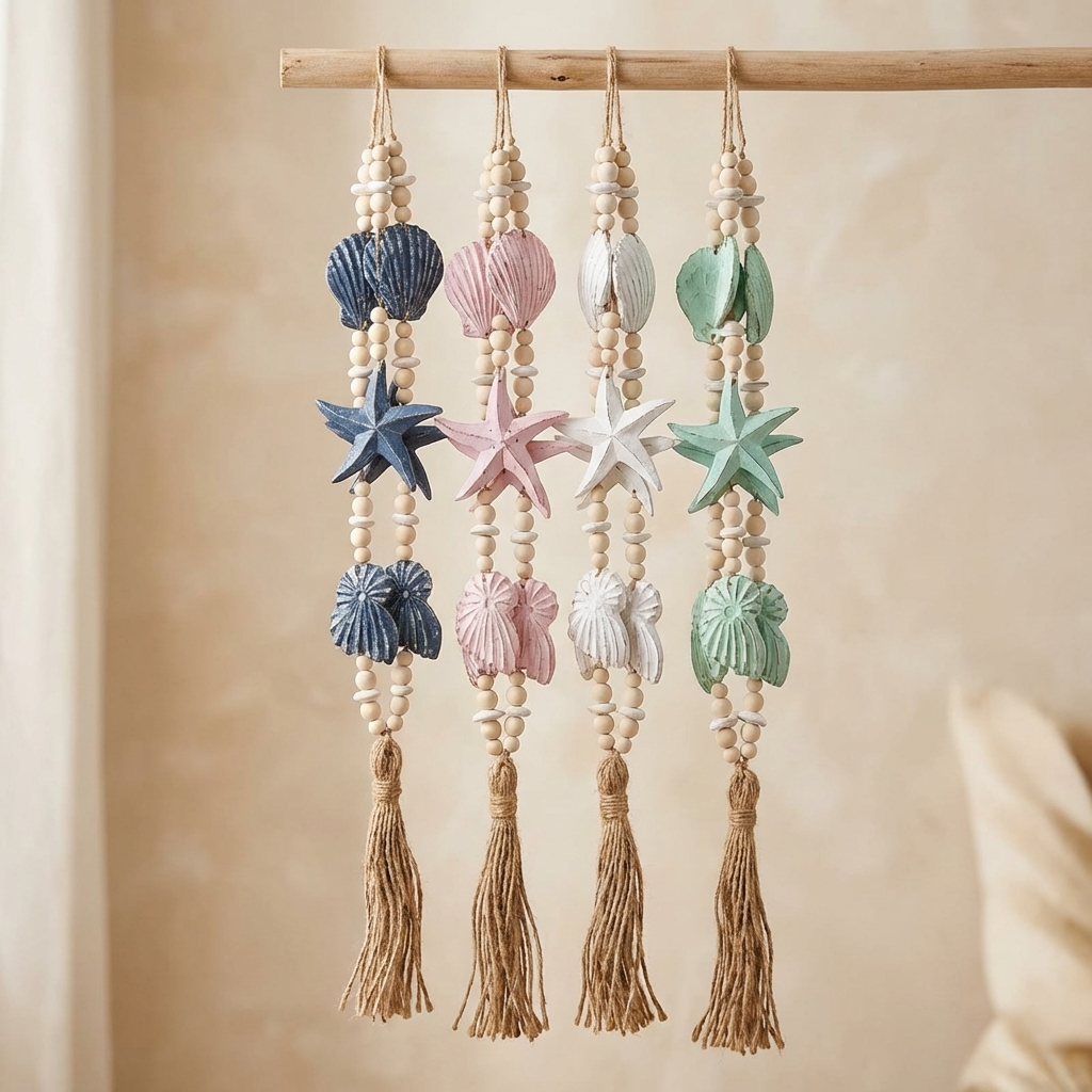 Handcrafted Hanging Mixed Shell Wall Decor - Boho Statement Decor