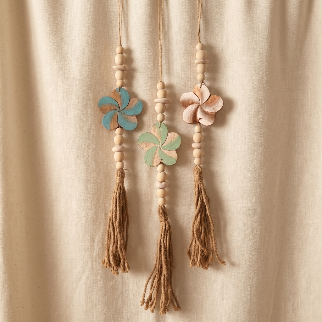 Handcrafted Boho Flower Wall Hanging - Coastal Statement Decor