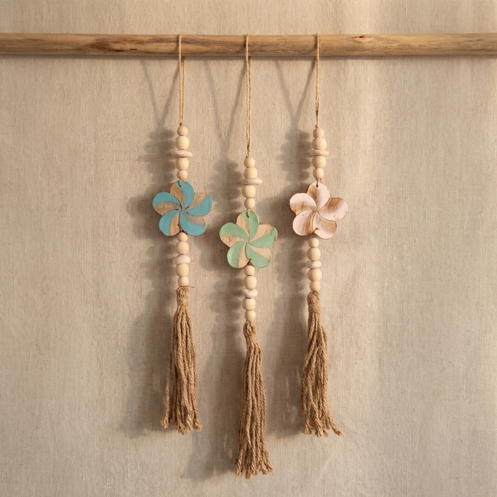 Handcrafted Boho Flower Wall Hanging - Coastal Statement Decor
