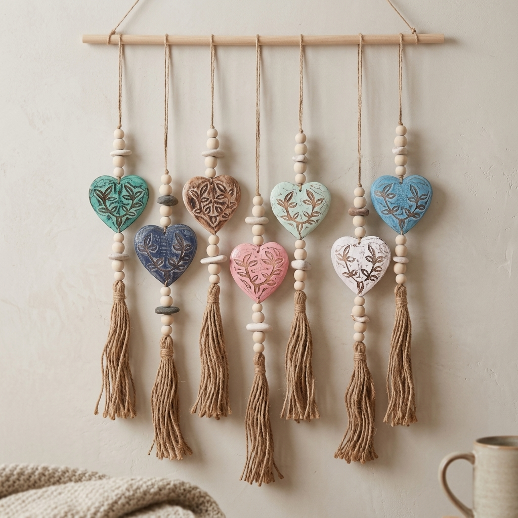 Handcrafted Boho Single Fillagree Heart Wall Hanging - Coastal Statement Decor