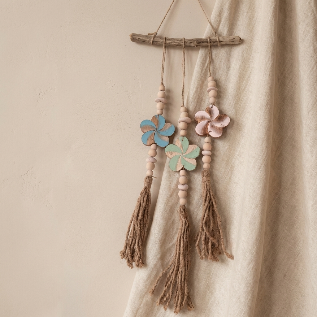 Handcrafted Boho Flower Wall Hanging - Coastal Statement Decor