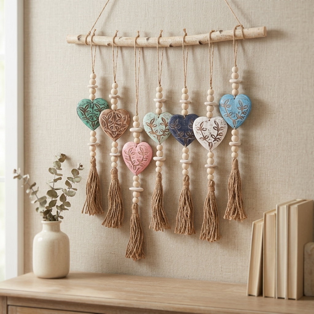 Handcrafted Boho Single Fillagree Heart Wall Hanging - Coastal Statement Decor