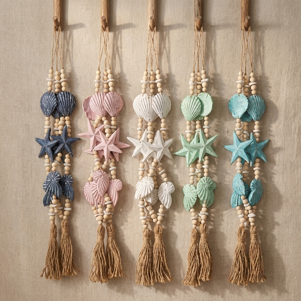 Handcrafted Hanging Mixed Shell Wall Decor - Boho Statement Decor