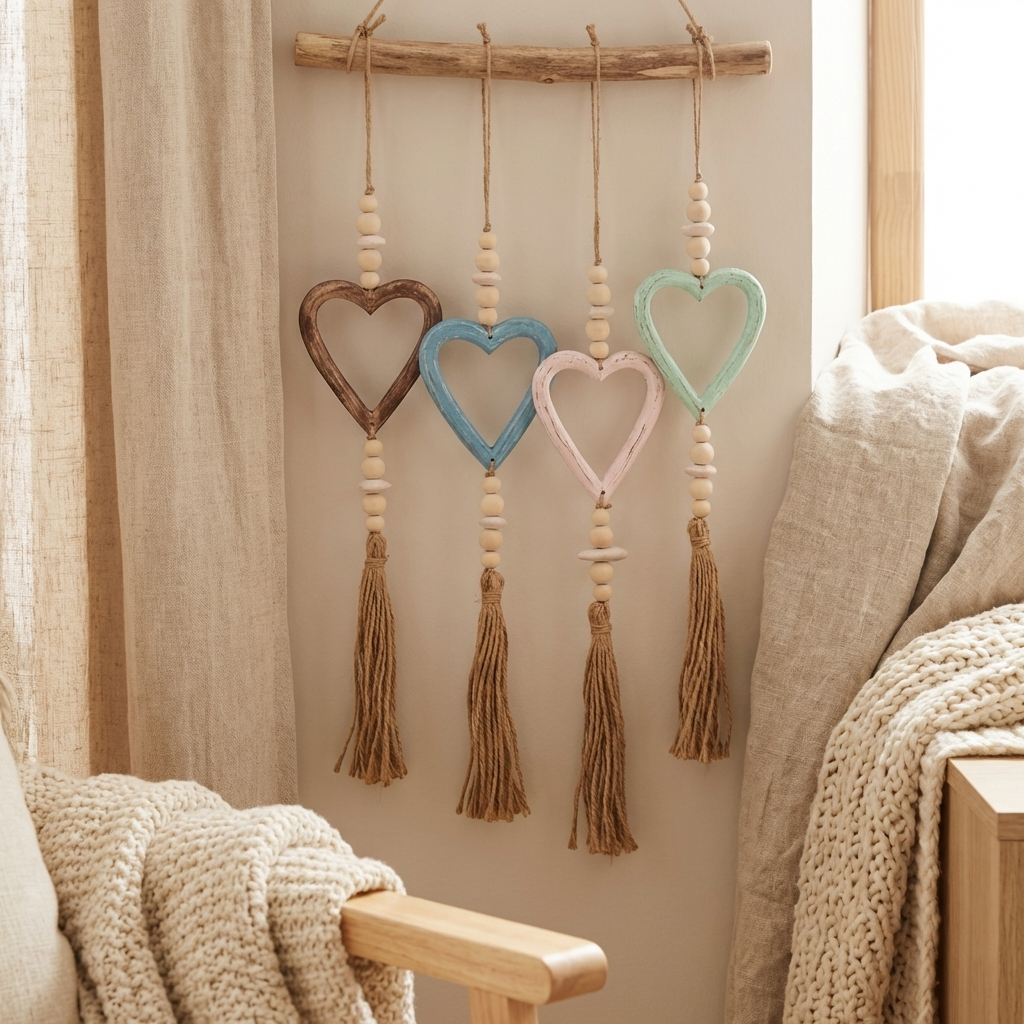Handcrafted Open Heart Wall Hanging - Artesian Boho Statement Decor