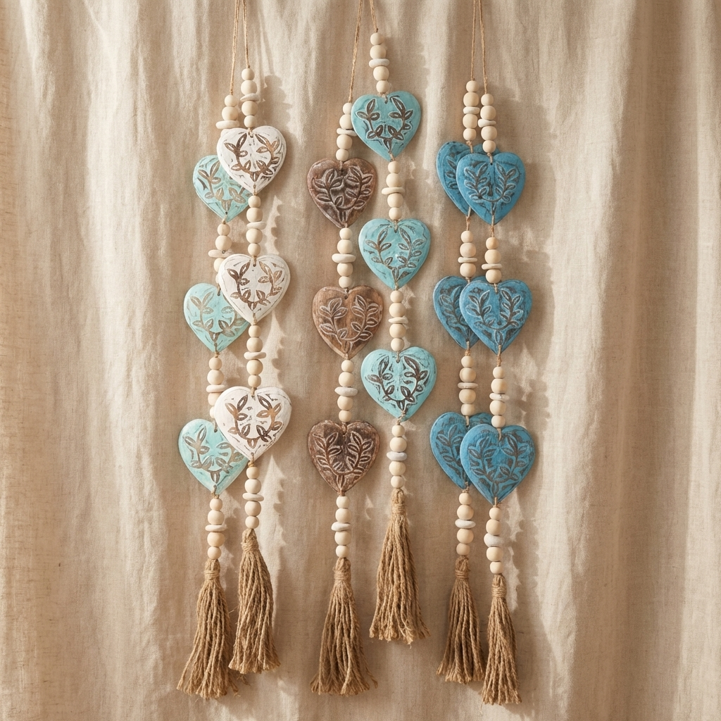Handcrafted Filigree Heart Wall Hanging - Coastal Boho Statement Deor