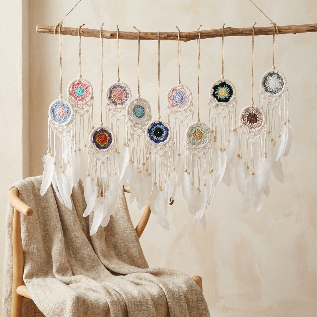 Handmade small 5cm Feather dreamcatchers - Small Boho Wall Decor