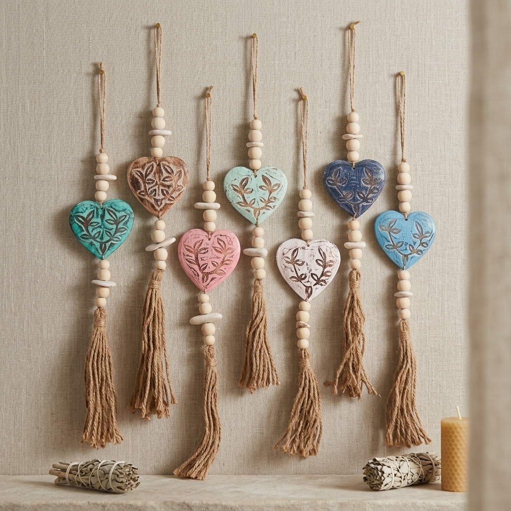 Handcrafted Boho Single Fillagree Heart Wall Hanging - Coastal Statement Decor