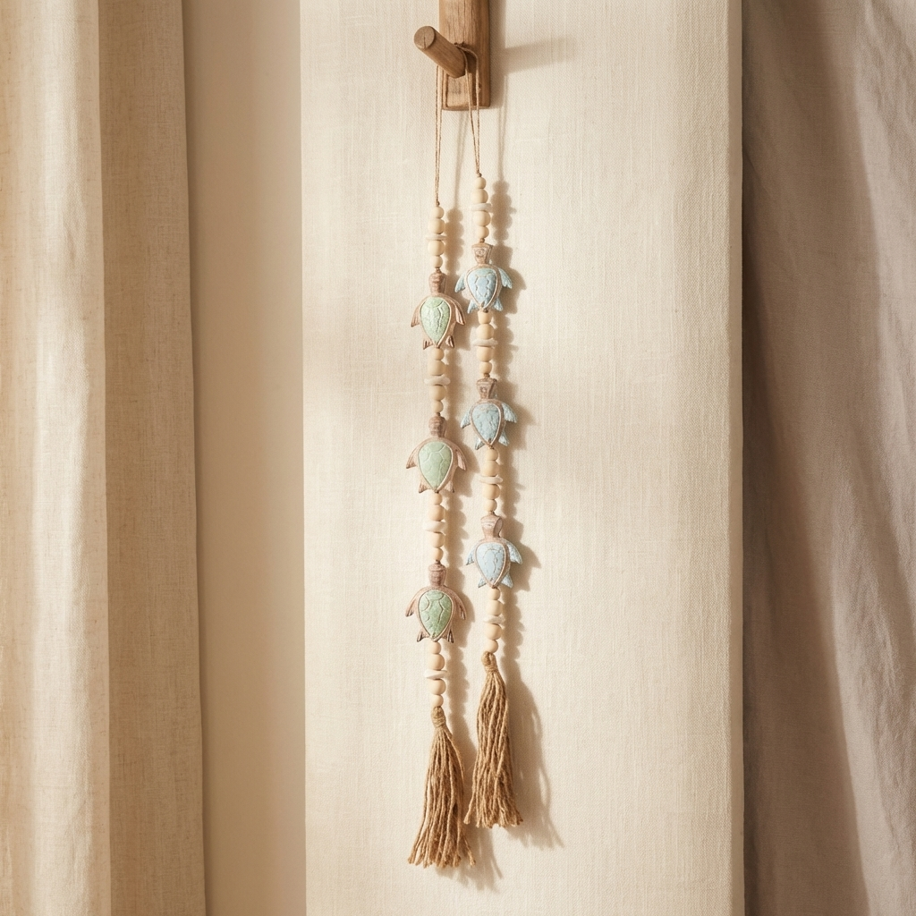 Handcrafted Turtle Wall Hanging - Coastal Boho Statment Decor