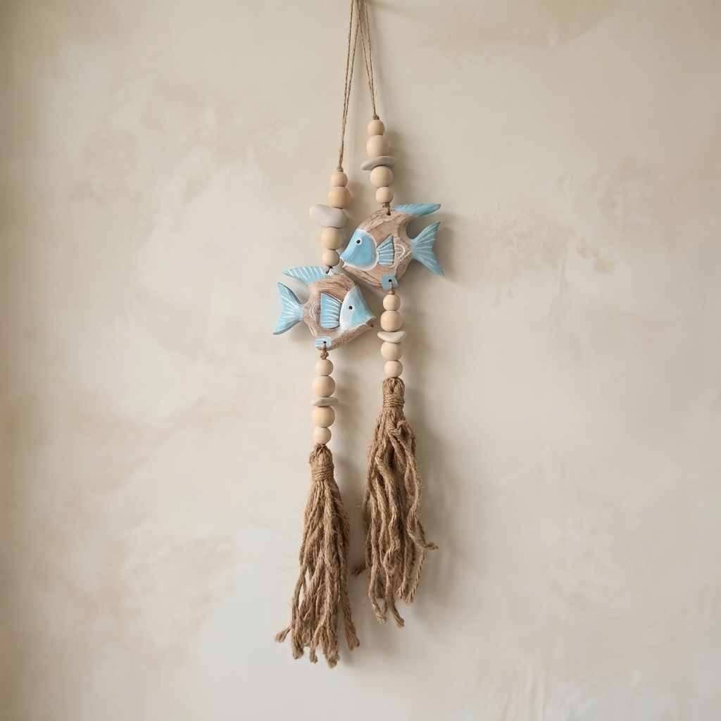 Handcrafted Boho Single Fish Wall Hanging - Coastal Statement Piece