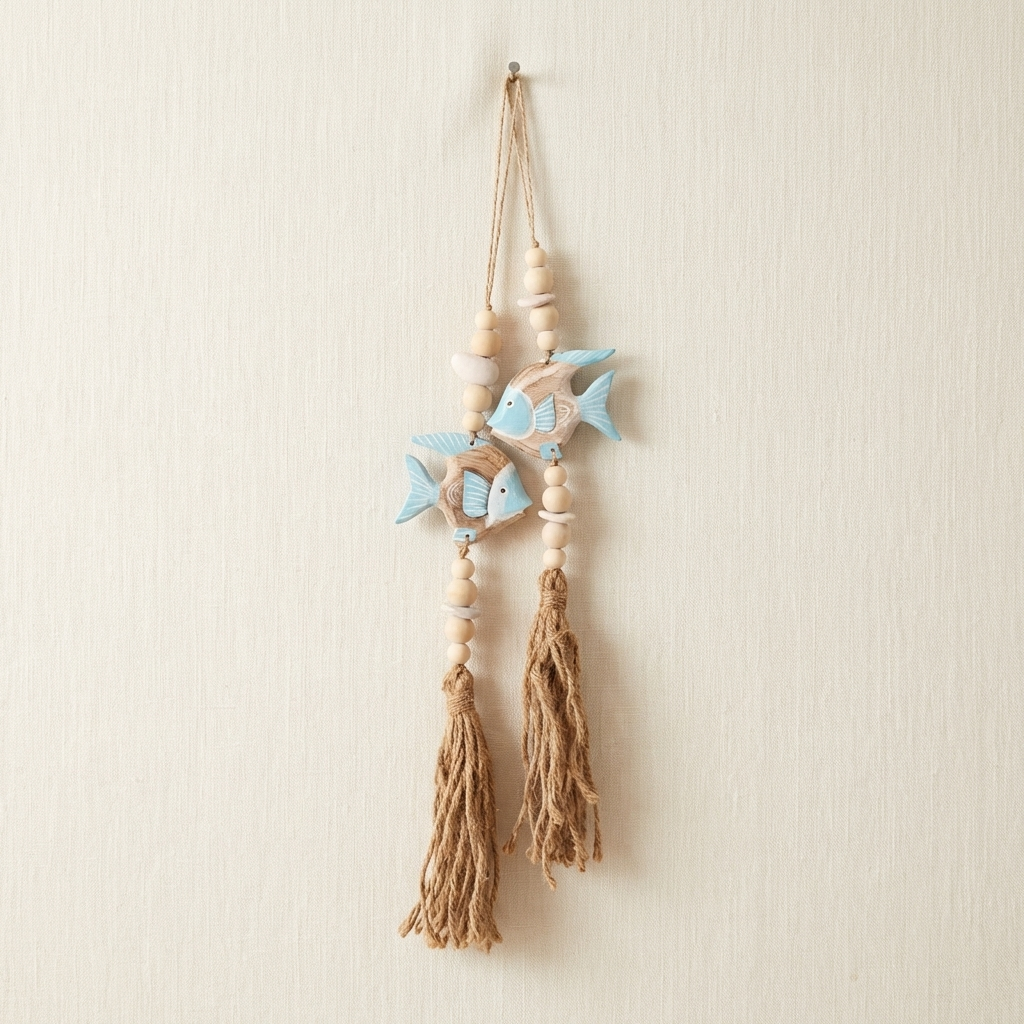 Handcrafted Boho Single Fish Wall Hanging - Coastal Statement Piece