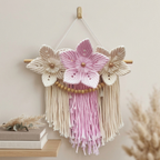 Bohemian Wildflowers Macramé Wall Hanging with Wooden Beads & Tassels