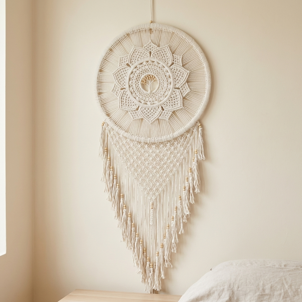 Handmade 54cm Feather Mandella Tree of Life Dreamcatcher - Elegant Bedroom & Living Room Decor