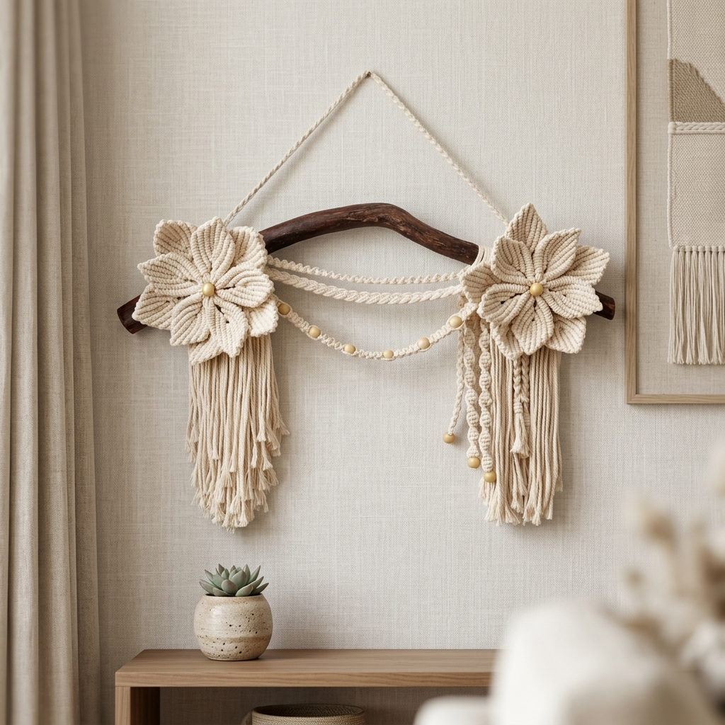 Bohemian Meadows Macramé Wall Hanging with Tassels