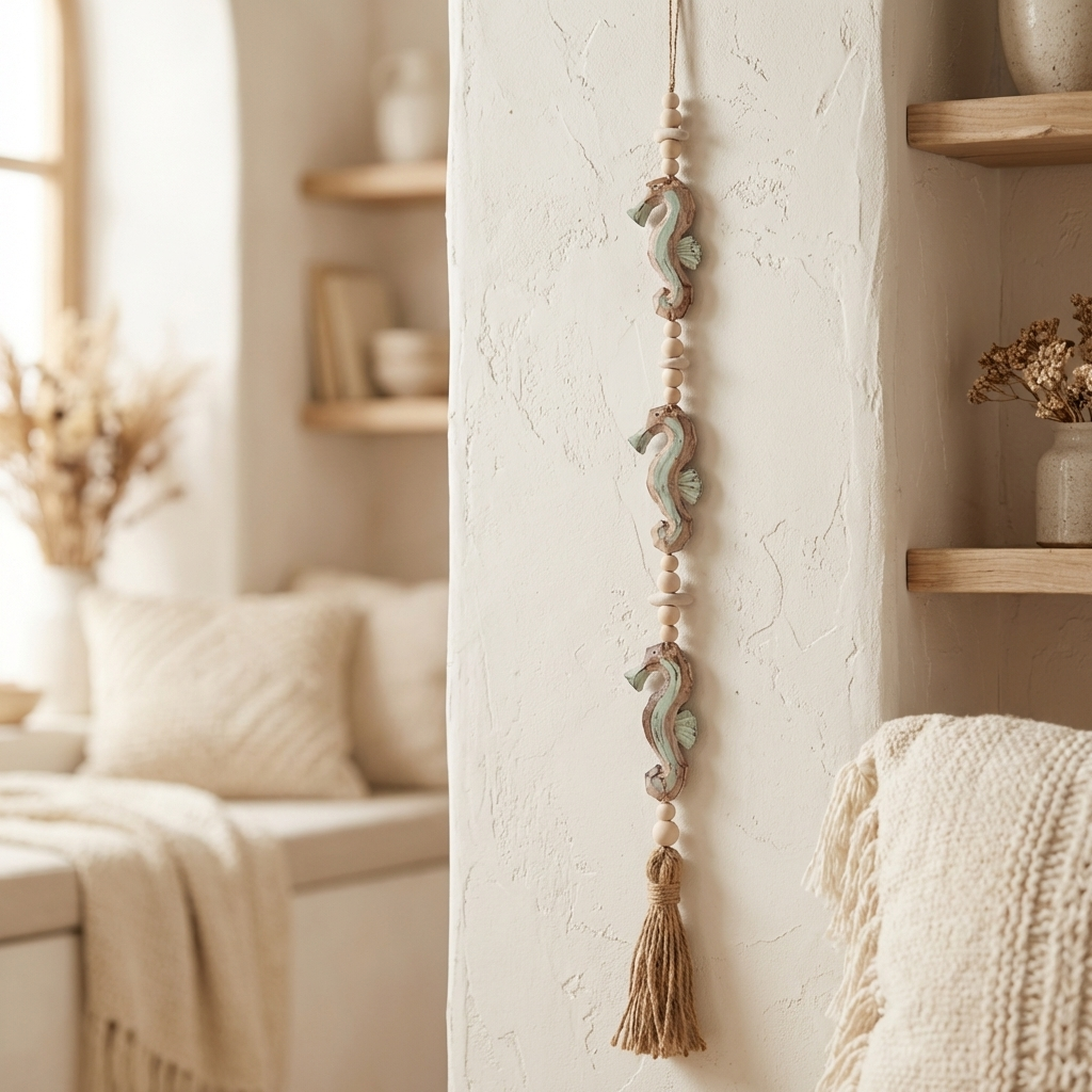Handcrafted Seahorse Decor Wall Art - Boho Wall Hanging