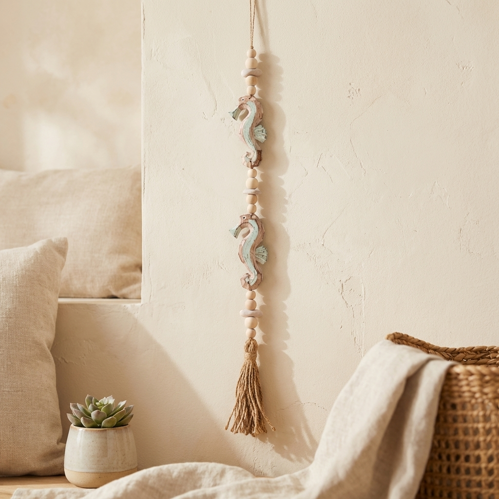 Handcrafted Seahorse Decor Wall Art - Boho Wall Hanging