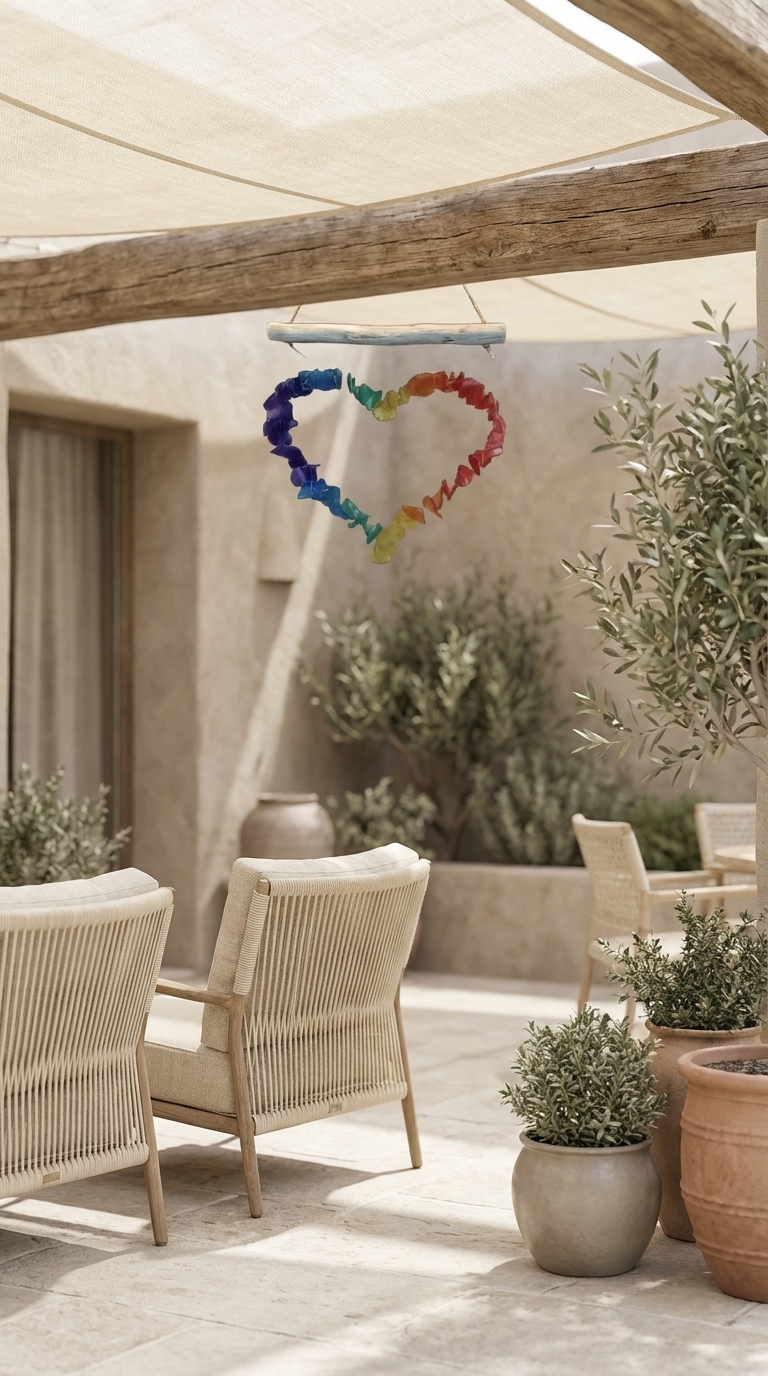 Coastal Sea Glass Windchime - Heart Eco Friendly Beach Gift